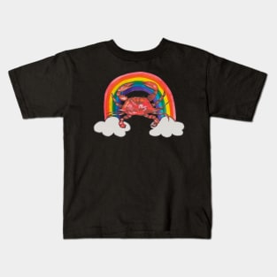 Red crab with rainbow Kids T-Shirt